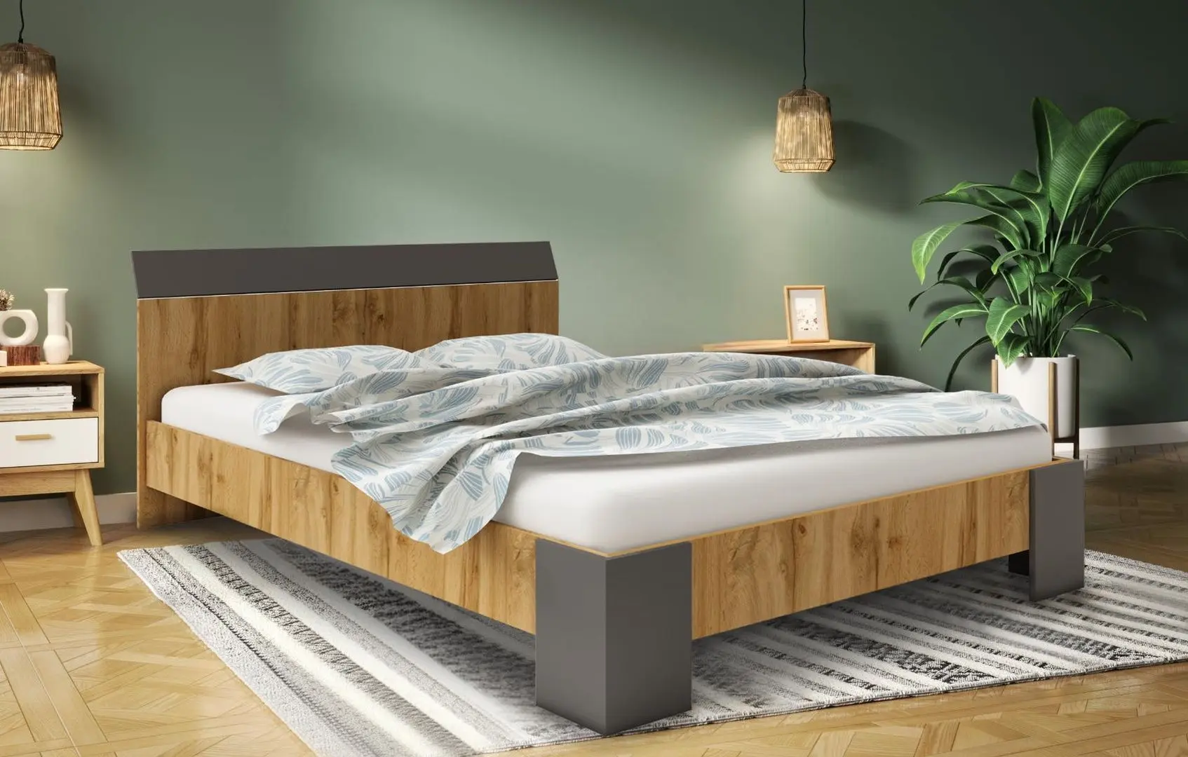 Pat Haaus Pedro 160x200 (Wotan Oak/Anthracite)