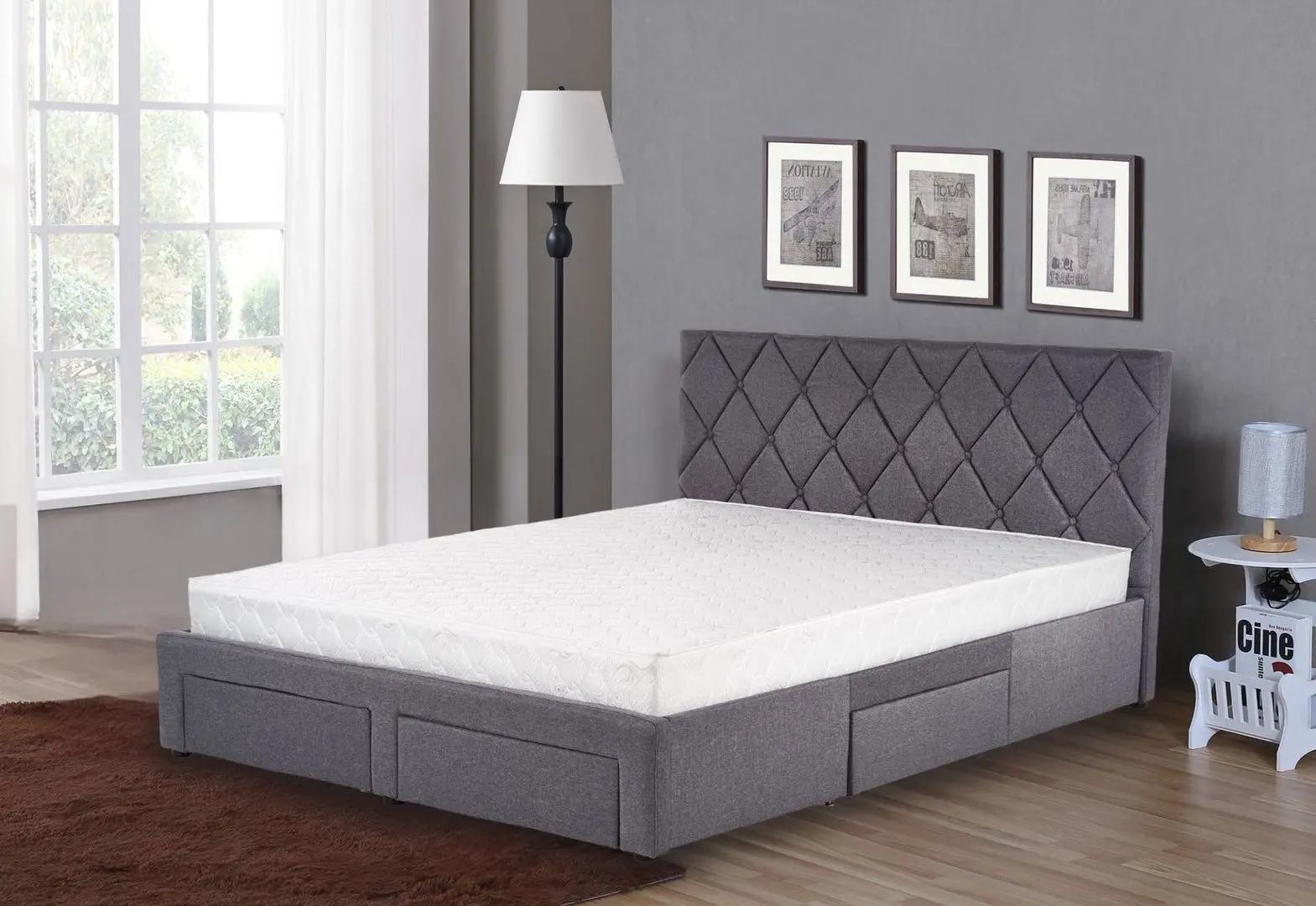 Pat Halmar Betina 160x200 cu sertare (Gray)