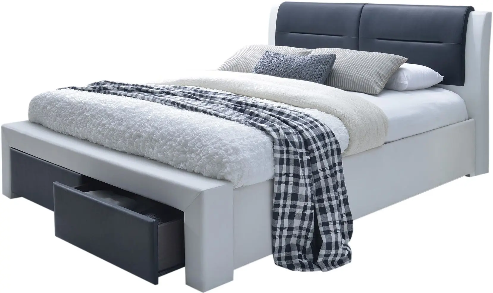 Pat Halmar Cassandra 160x200 cu sertare (White/Black)