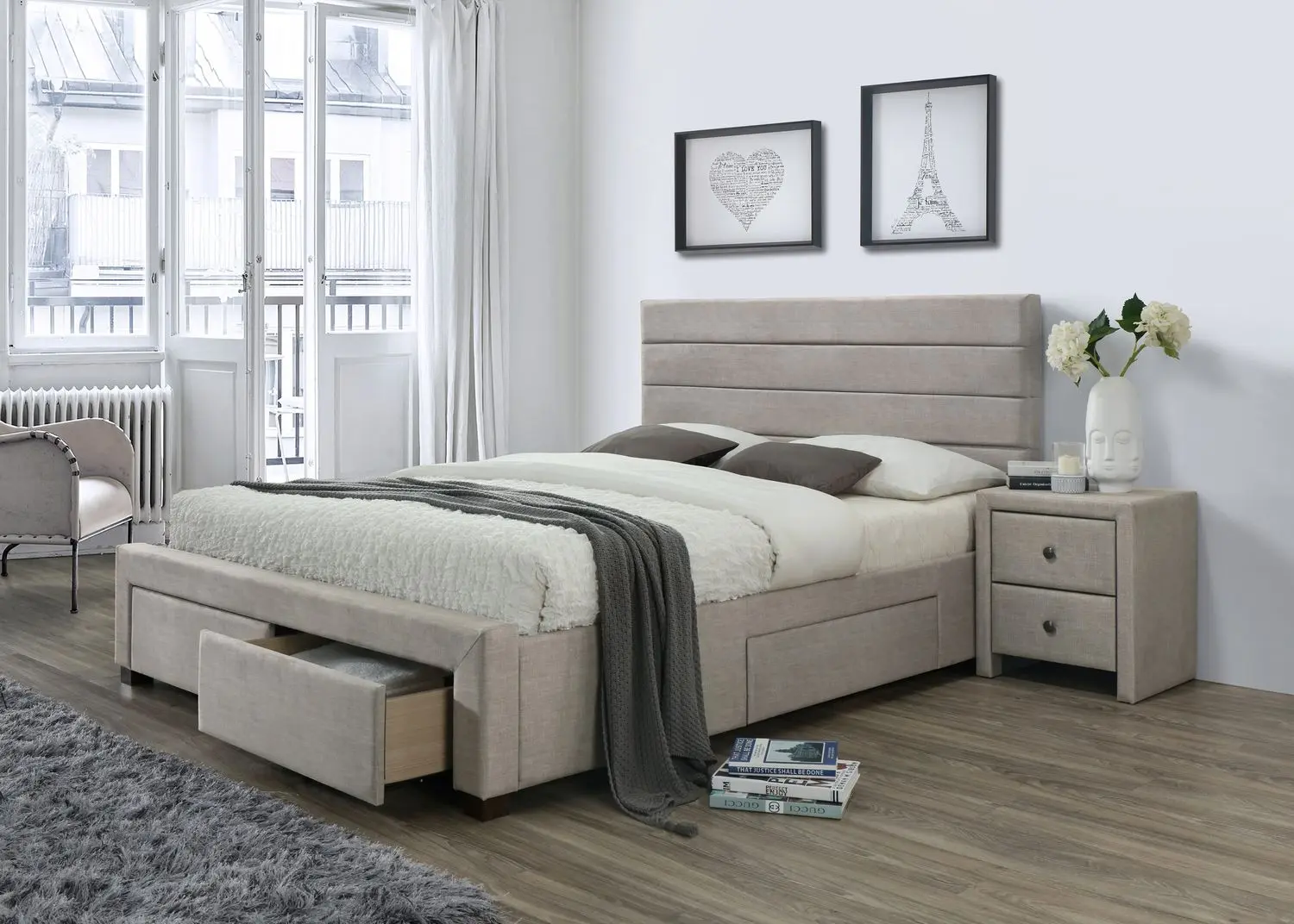 Pat Halmar Kayleon 160x200 cu sertare (Beige)