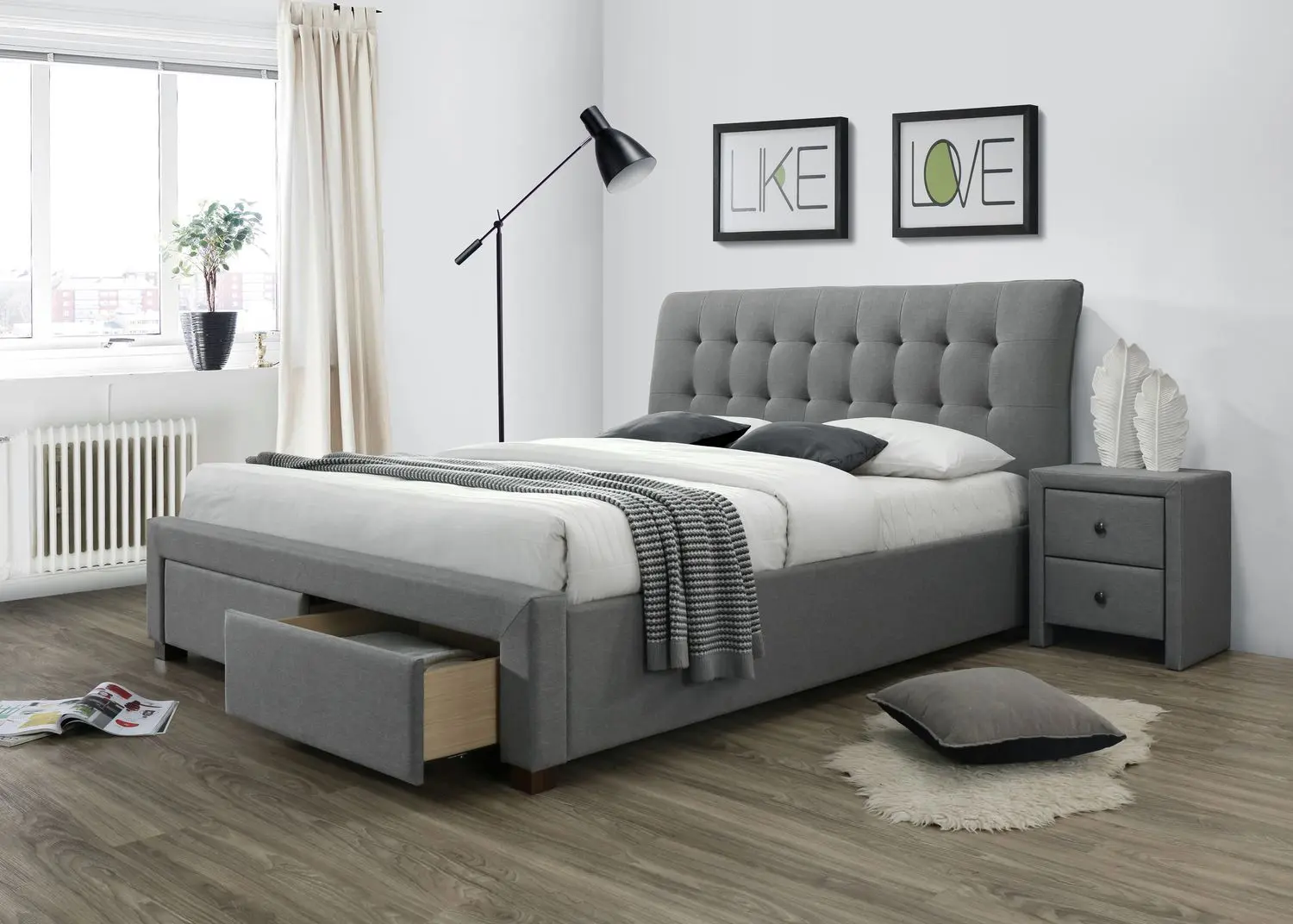 Pat Halmar Percy cu sertare 160x200 (Gray)