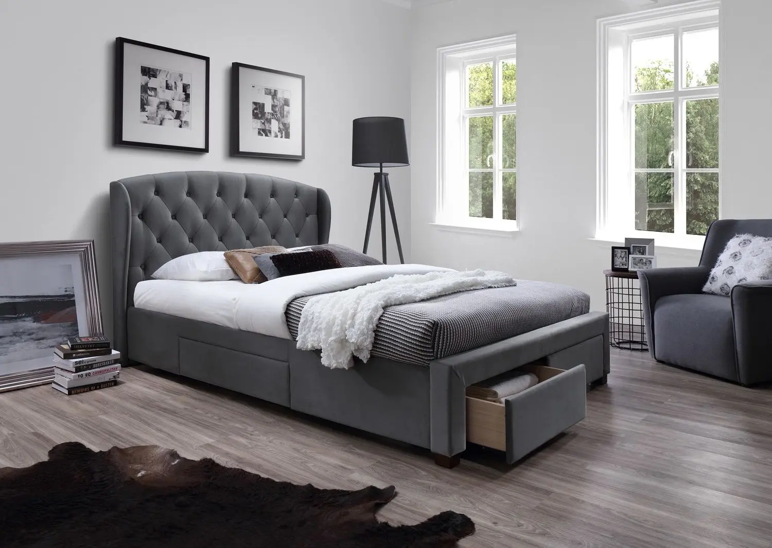 Pat Halmar Sabrina cu sertare 160x200 (Gray)