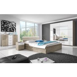 Кровать Helvetia Beta 22AE1651 с ящиками 160x200 (Sanremo Oak/White) Thumb