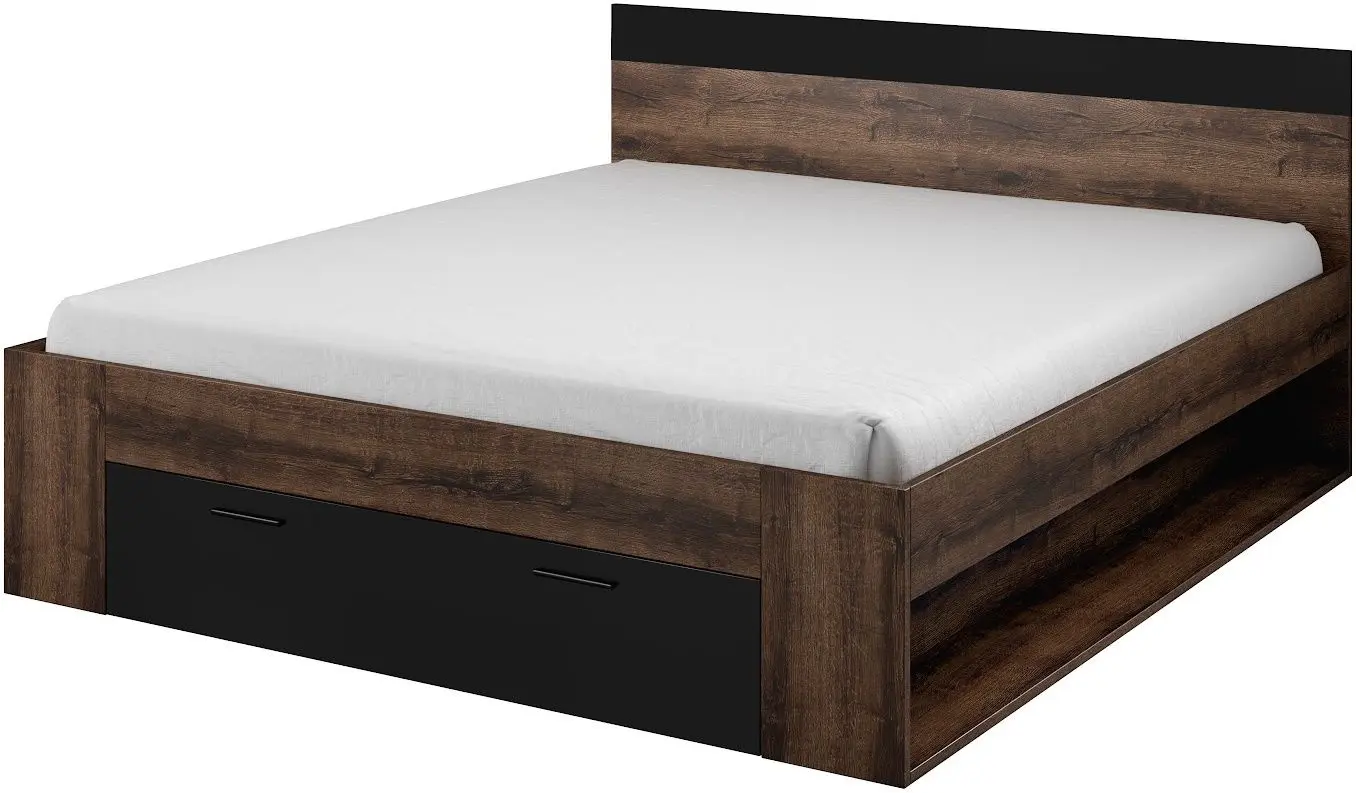 Pat Helvetia Beta 22ZB1692 cu sertar 180x200 (Monastic Oak/Black)