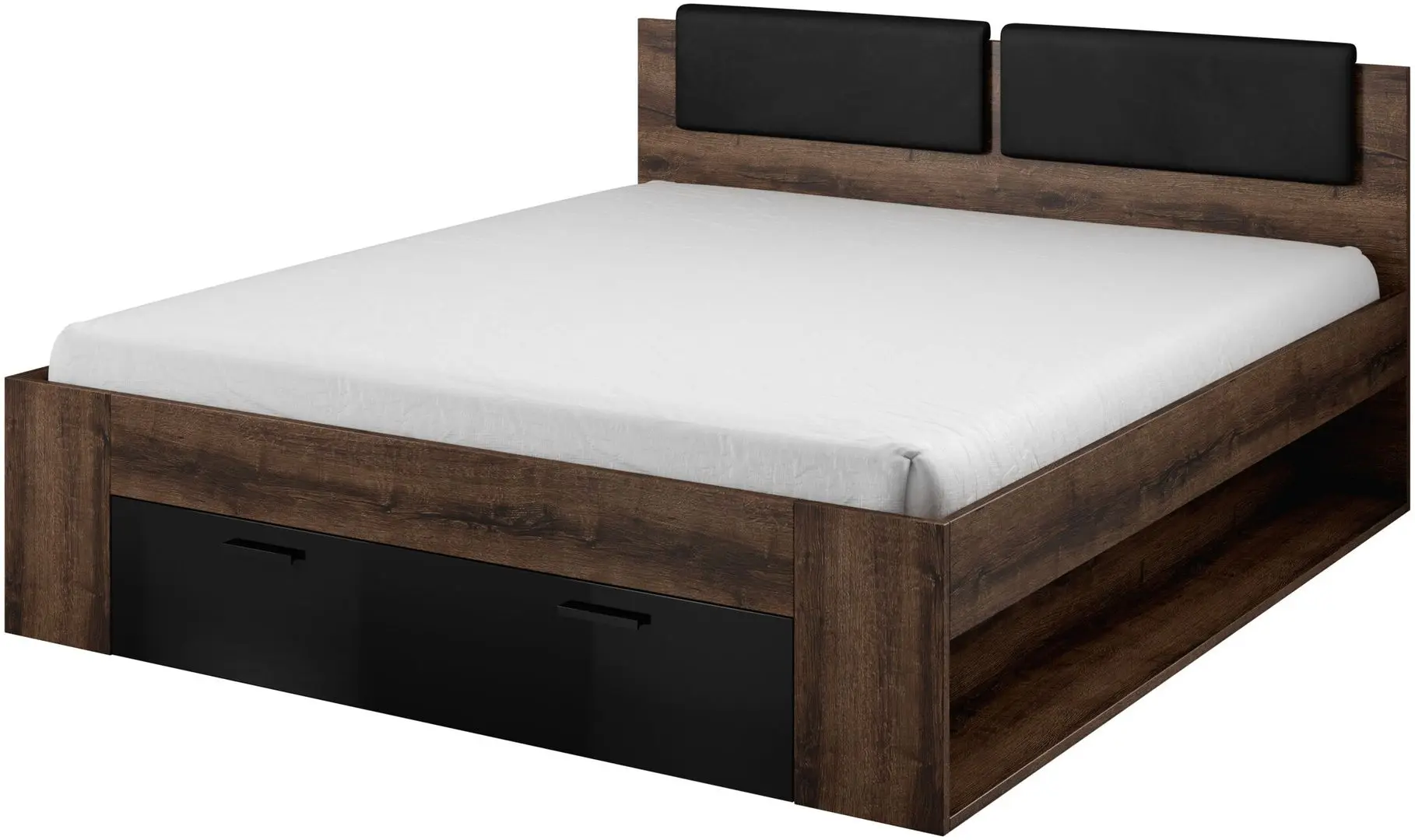 Pat Helvetia Galaxy 24ZBEA52 cu sertar 180x200 (Monastic Oak/Black Gloss)