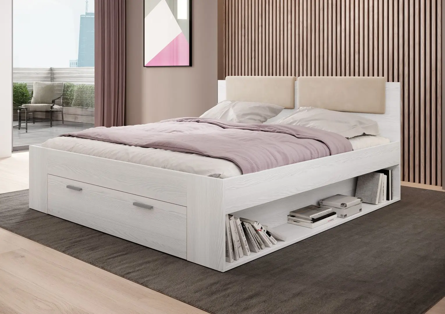 Кровать Helvetia Galaxy 24AAEA52 с ящиком 180x200 (Ash Abisko/Beige)