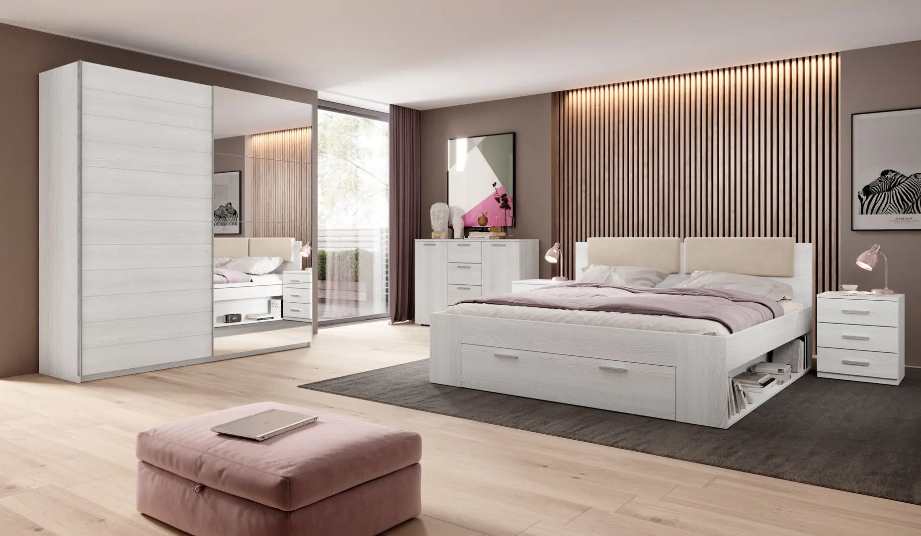 Кровать Helvetia Galaxy 24AAEA52 с ящиком 180x200 (Ash Abisko/Beige) - 8