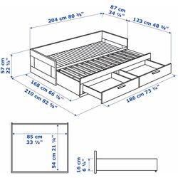 Pat Ikea Brimnes 2 sertare 80x200 (Alb) Thumb