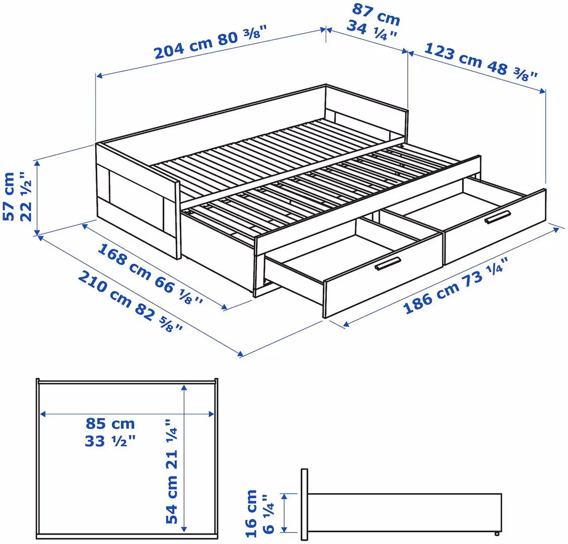 Pat Ikea Brimnes 2 sertare 80x200 (Alb)