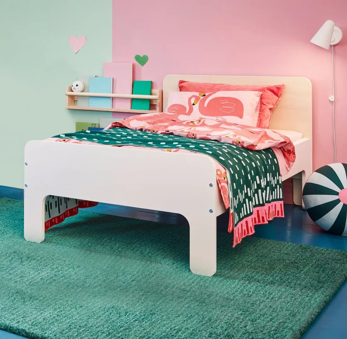 Pat Ikea Slakt cu somiera 80x200 (Alb/Mesteacan)