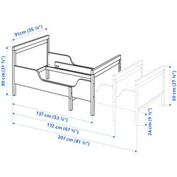 Pat extensibil Ikea Sundvik cu somiera 80x200 (Alb) Thumb