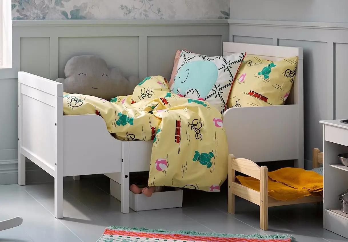 Pat extensibil Ikea Sundvik cu somiera 80x200 (Alb)