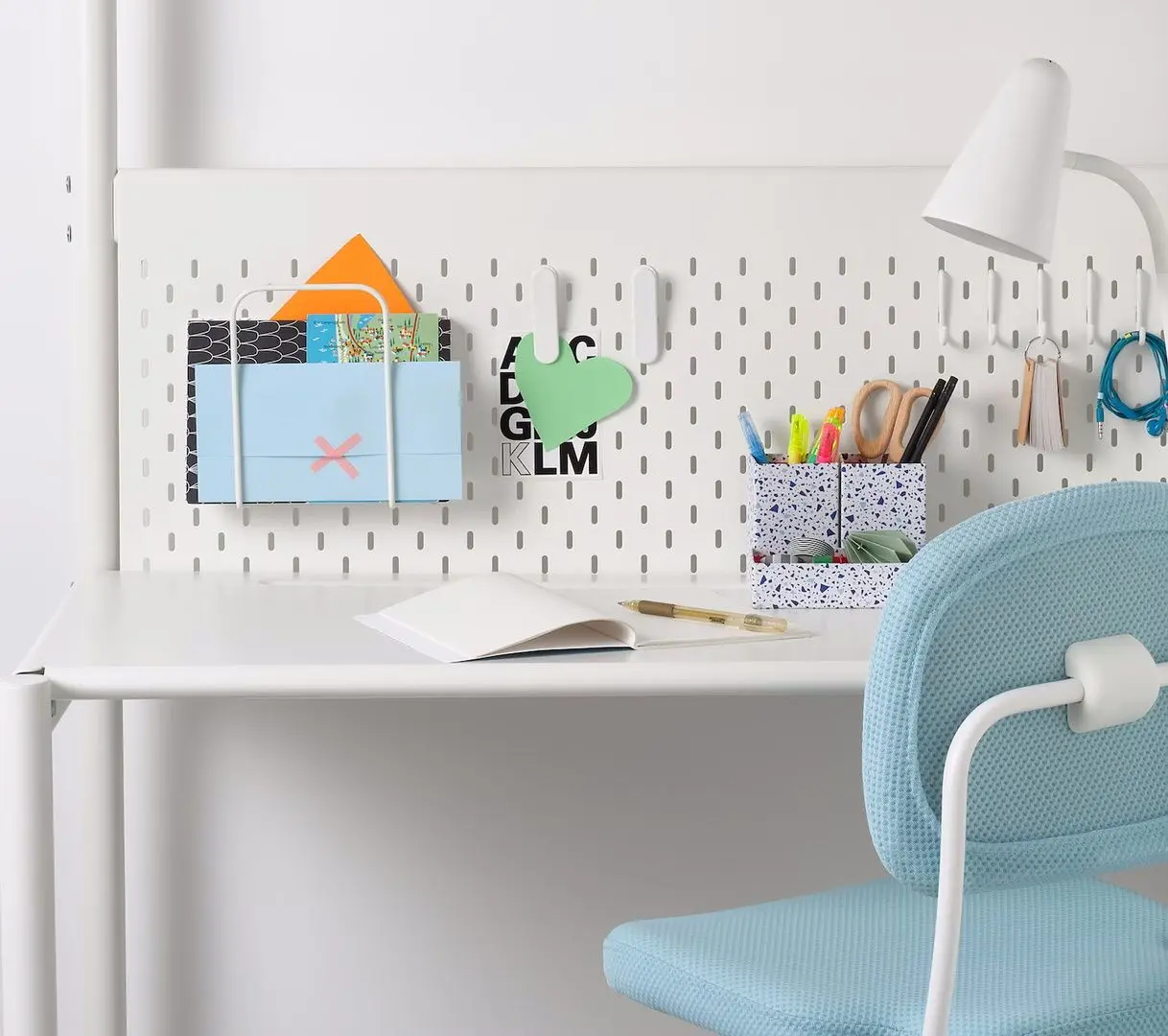 Pat supraetajat Ikea Vitval cu birou 90x200 (Alb/Gri)