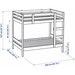 Двухъярусная кровать Ikea Mydal 90х200 (Белый) Thumb