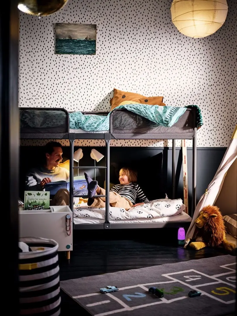 Двухъярусная кровать Ikea Tuffing 90х200 (Темно-Серый)