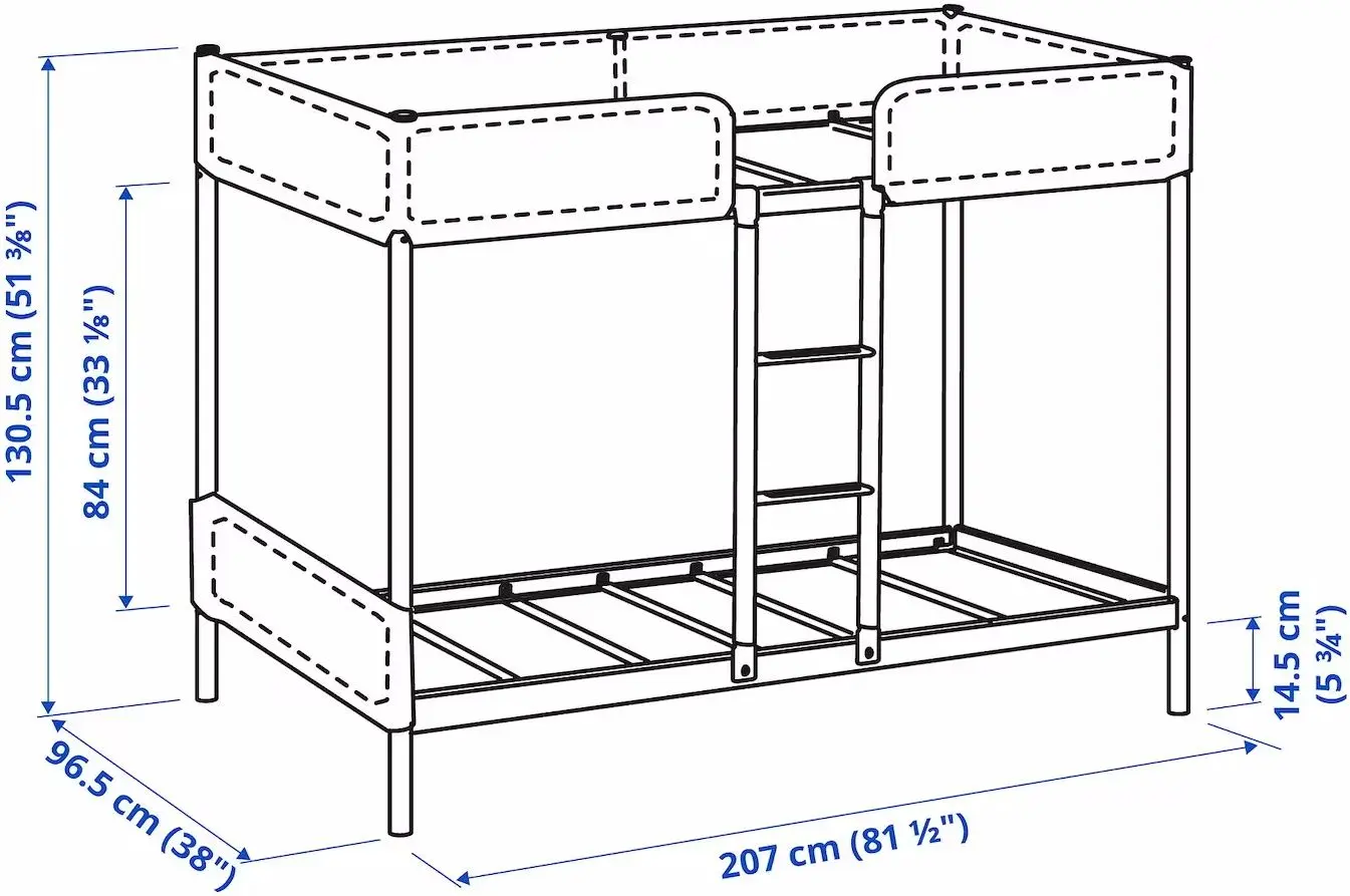 Двухъярусная кровать Ikea Tuffing 90х200 (Темно-Серый)