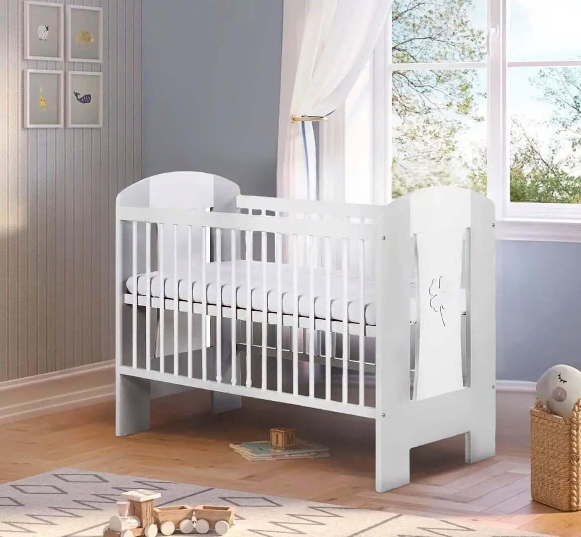 Кроватка Klups Nati Clover (White/Grey)