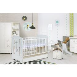 Кроватка Klups Safari Giraffe с ящиком + матрас 8см (White) Thumb
