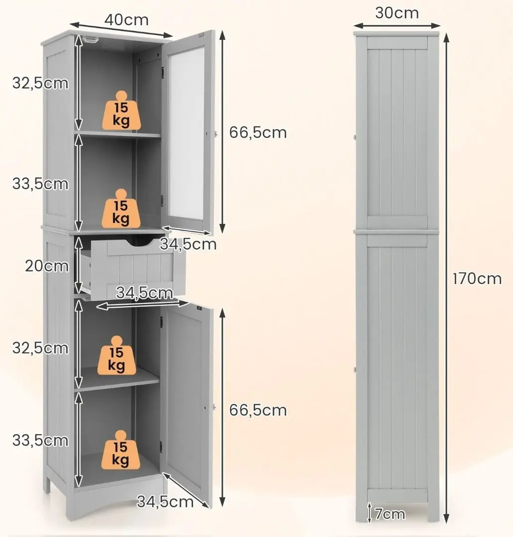 Penal Costway JV10679GR (Grey) - 6