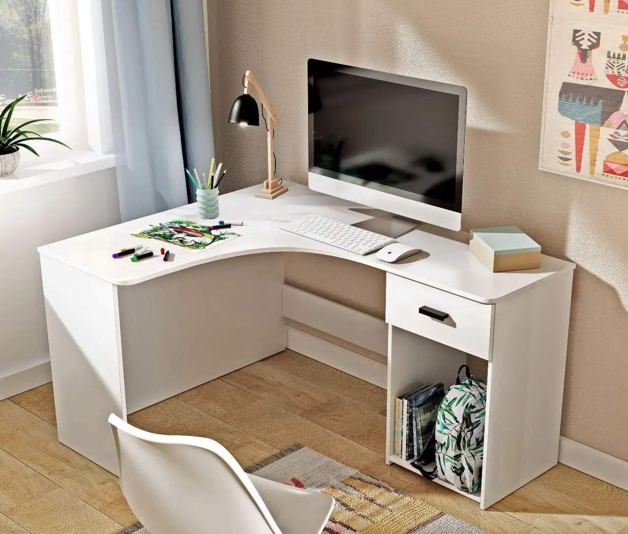 Masa de birou Helvetia Corner 2497LU03 (White)