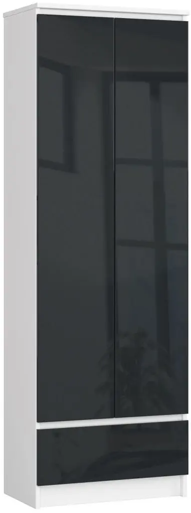 Dulap Akord R60 2D1SZ (White/Graphite Gloss)