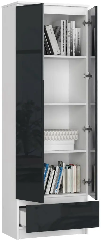 Dulap Akord R60 2D1SZ (White/Graphite Gloss) - 2