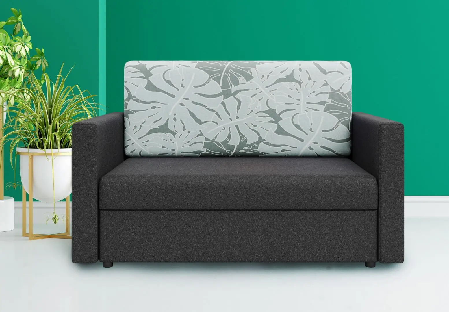 Canapea Space Meble Amerykanka Heven 120 Flowers/Sawana 05 (Gray Dark)