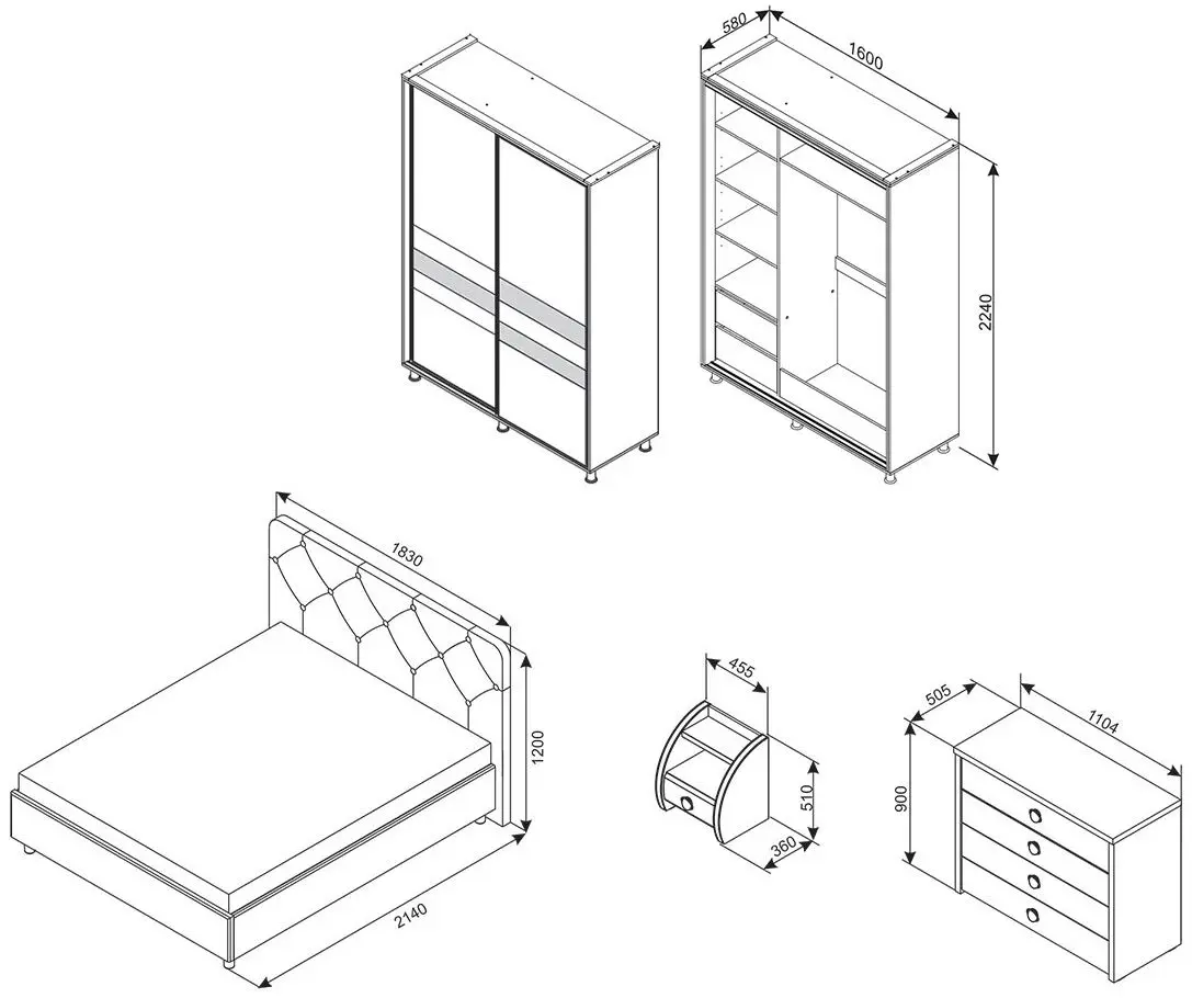 Dormitor Ambianta Cristal III (Gri)