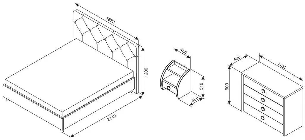 Спальня Ambianta Cristal I (Сонома Темный)