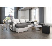 Canapea de colt Space Meble Vegas Mikrofaza 27/Mikrofaza 31 (Gray/White)