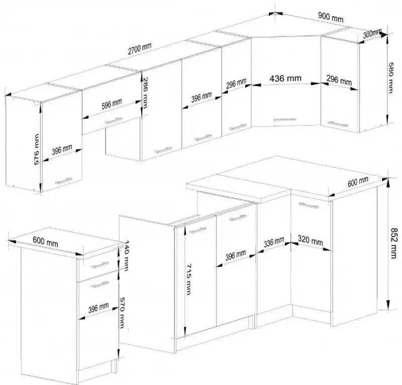 Bucatarie de colt Akord Oliwia 3.0m (White)
