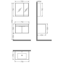 Комплект мебели Nplus Kona 75 (White/Anthracite) Thumb