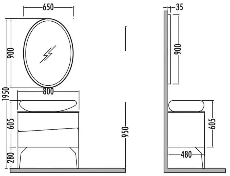 Комплект мебели Nplus Mirage 80 (White/Black) - 3