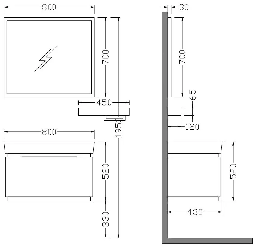 Комплект мебели Nplus Mondeo 80 (Berlin/Anthracite) - 3