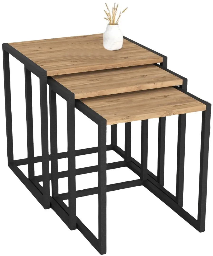 Set masute pentru reviste Bofigo Metal Nesting (Pine/Black)