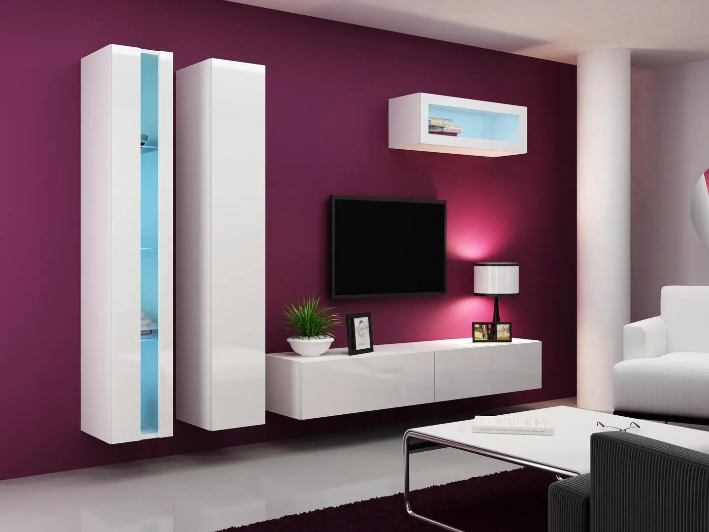 Vitrina Mirjan24 Zigo/Vigo New 180 LED (White/White Gloss) - 2