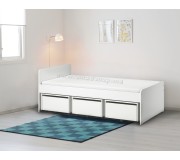 Pat Ikea Slakt 3 cutii depozitare 90x200 (Alb)