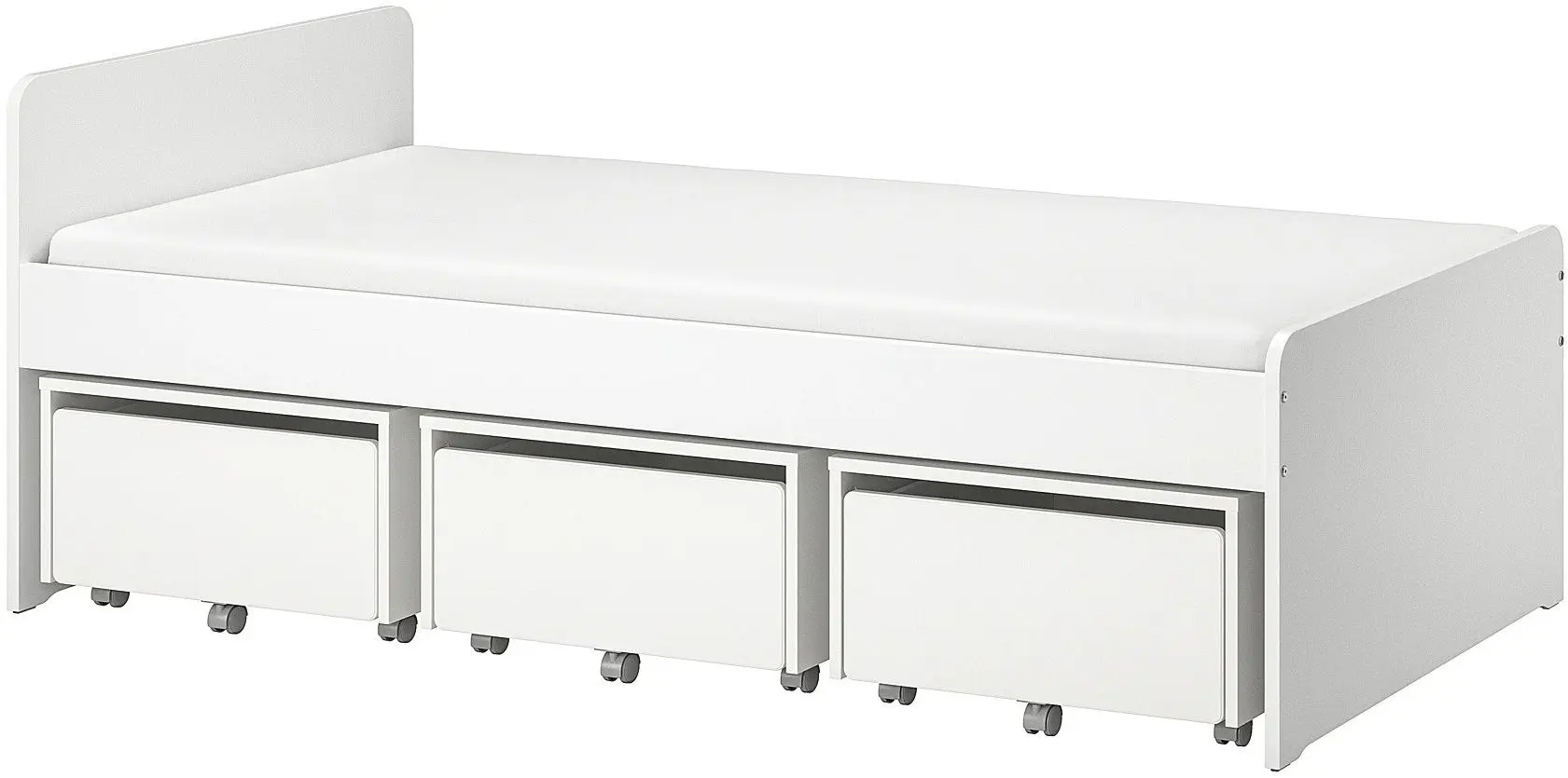 Кровать Ikea Slakt 3 ящика 90x200 (Белый)