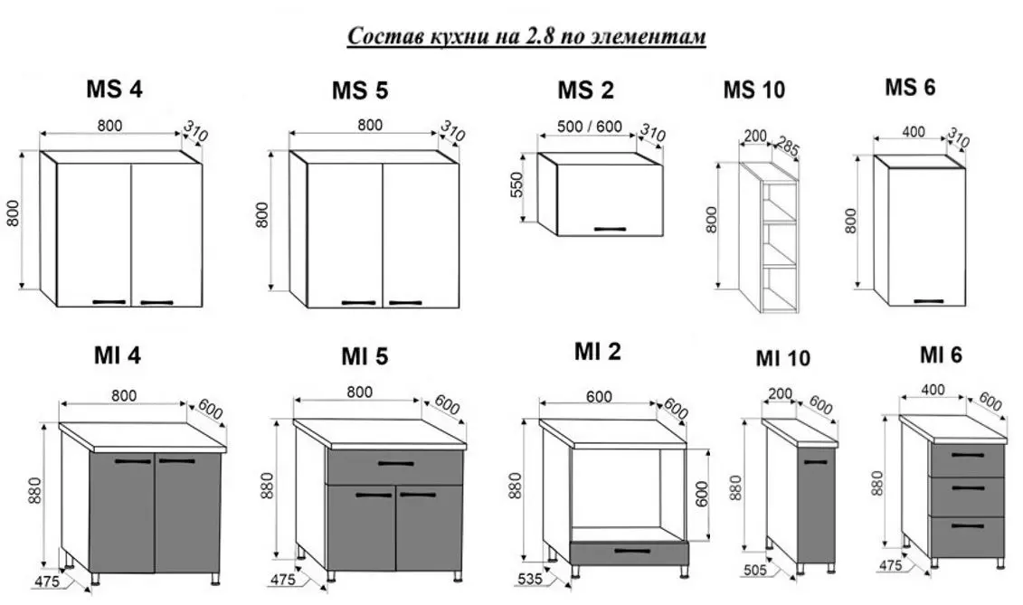 Bucatarie modulara Ambianta Perla 2.8m (Alb/Negru)