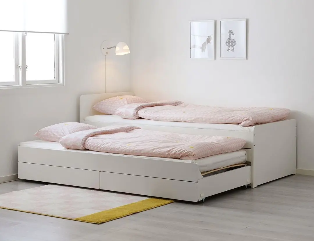 Кровать Ikea Slakt с выдвижной кроватью/с ящиками 90x200 (Белый)