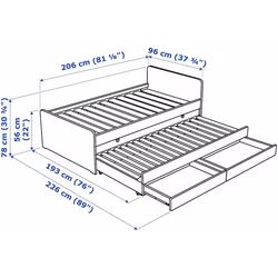 Кровать Ikea Slakt с выдвижной кроватью/с ящиками 90x200 (Белый) Thumb