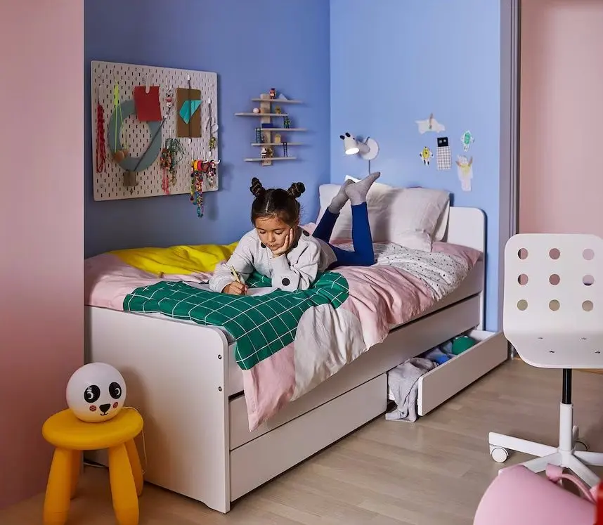 Кровать Ikea Slakt с выдвижной кроватью/с ящиками 90x200 (Белый)