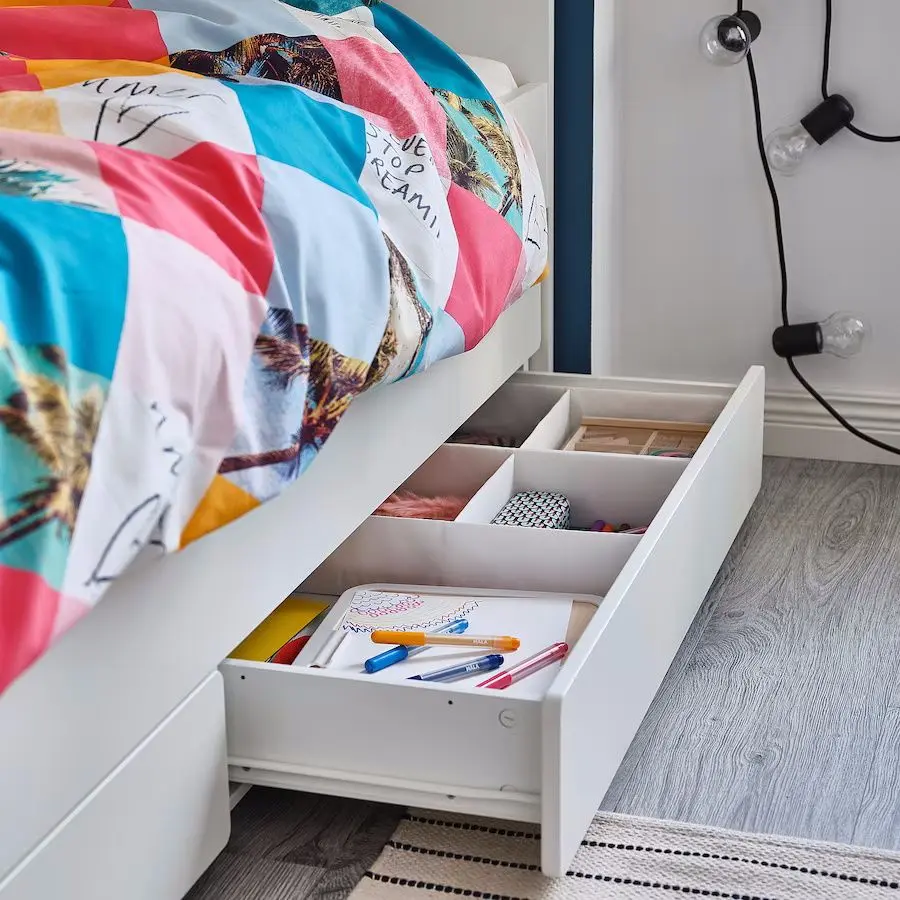 Кровать Ikea Slakt с выдвижной кроватью/с ящиками 90x200 (Белый)