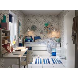 Кровать Ikea Slakt с реечным дном/ящики 90x200 (Белый) Thumb