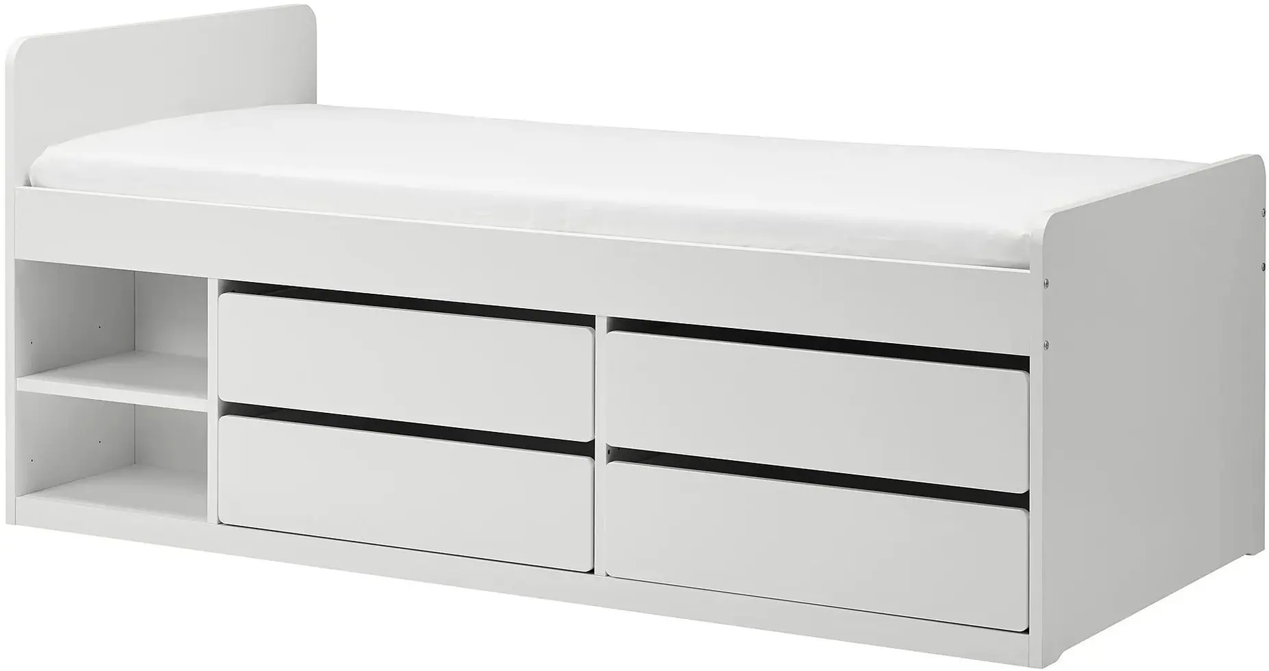 Кровать Ikea Slakt с реечным дном/ящики 90x200 (Белый)