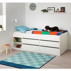 Pat Ikea Slakt cu somiera/cutii depozitare 90x200 (Alb)