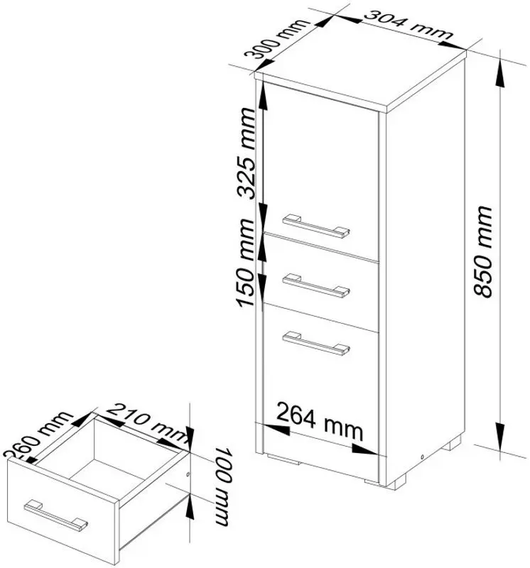 Dulap Akord Fin 30 2D1SZ (White/Graphite Gloss)