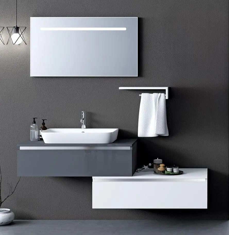 Set de mobila Nplus Baco Plus 160 (White/Metallic Anthracite)