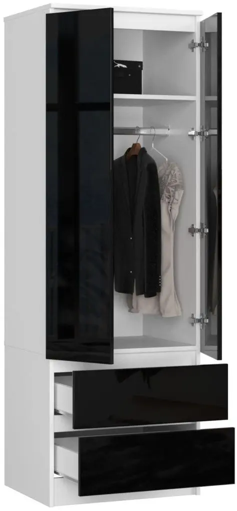 Шкаф Akord Star S60 2D2SZ (White/Black Gloss)
