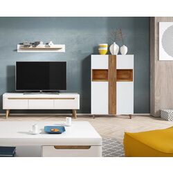 Tumba Home Affaire Premium Jonte 130x38 (White/Brown) Thumb